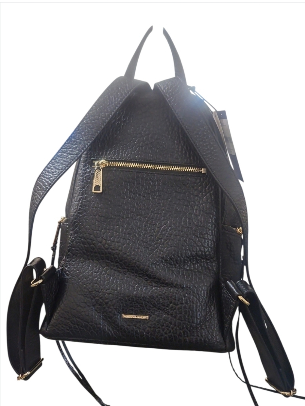Rebecca Minkoff Julian Black Pebbled Leather Backpack - Gold Hardware NWT - Picture 8 of 15